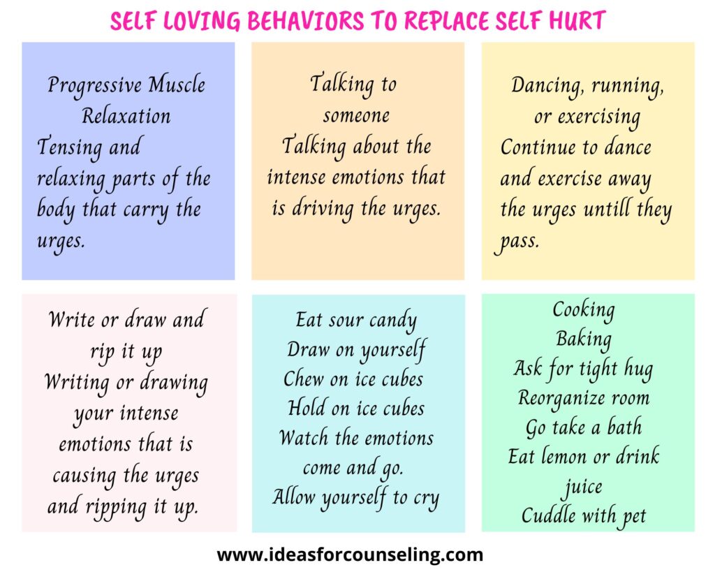 Self love behaviors to replace self harming behaviors