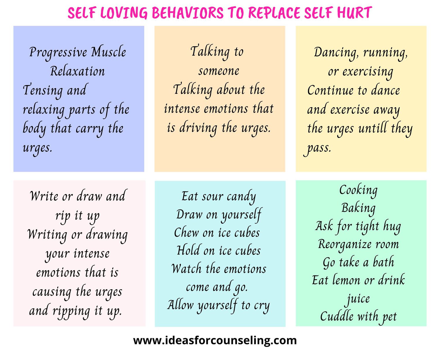 Self love behaviors to replace self harming behaviors